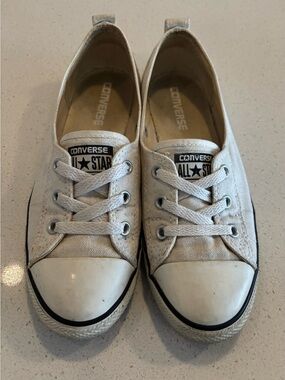 Converse Women’s White Low Top Sneakers with Black Trim